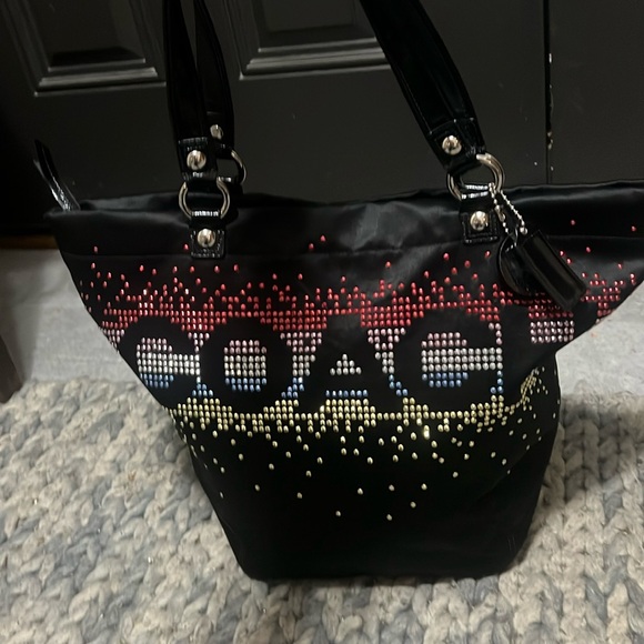 Coach Holiday Poppy Tote with Multicolor Bling Rivets LIMITED EDITION - Picture 2 of 7